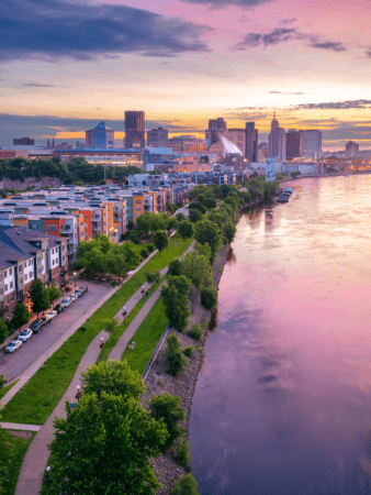 Downtown Saint Paul Minnesota Skyline overlooking Mississippi River